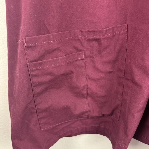 LANDAU Womens Long‎ Sleeve Snap Button Front Scrub Coat Jacket Wine Red - 4XL - Picture 4 of 8